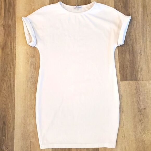 ASILIO NWOT White Short Sleeve Stretchy Mini Dress - Picture 2 of 7